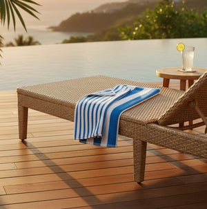 GOT Collection Tropical Blue Stripe Pool Towels 6 PK - Rifz Textiles Inc