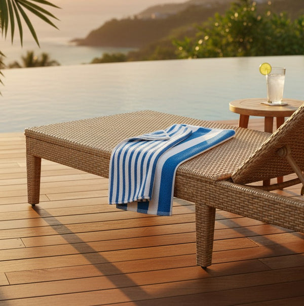 GOT Collection Tropical Blue Stripe Pool Towels 6 PK - Rifz Textiles Inc