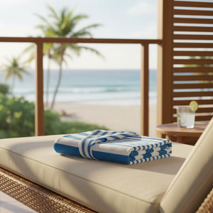 GOT Collection Tropical Blue Stripe Pool Towels 6 PK - Rifz Textiles Inc