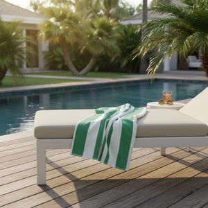 GOT Collection Tropical Green/Mint Stripe Pool Towels 6 PK - Rifz Textiles Inc