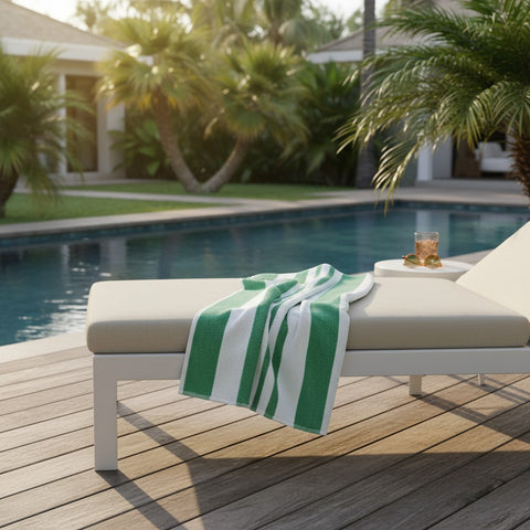 GOT Collection Tropical Green/Mint Stripe Pool Towels 6 PK - Rifz Textiles Inc