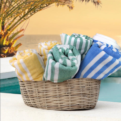 GOT Collection Tropical Stripe Pool Towels 6 PK - Rifz Textiles Inc