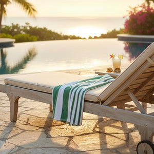 GOT Collection Tropical Green/Mint Stripe Pool Towels 6 PK - Rifz Textiles Inc