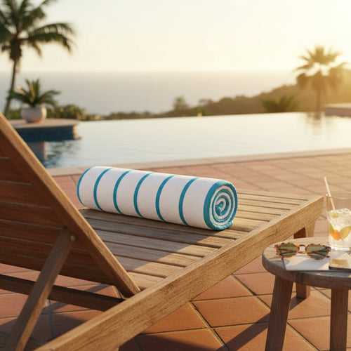 GPH Collection Horizontal Stripes Pool Towels Aqua - Rifz Textiles Inc