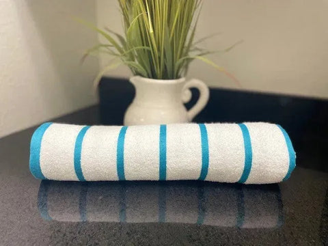GPH Collection Horizontal Stripes Pool Towels Aqua - Rifz Textiles Inc