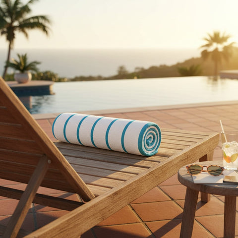 GPH Collection Horizontal Stripes Pool Towels Aqua - Rifz Textiles Inc