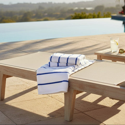 GPH Collection Horizontal Stripes Pool Towels Blue - Rifz Textiles Inc
