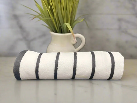 GPH Collection Horizontal Stripes Pool Towels Charcoal - Rifz Textiles Inc