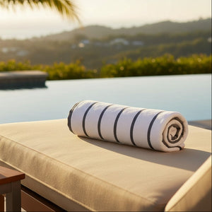 GPH Collection Horizontal Stripes Pool Towels Charcoal - Rifz Textiles Inc