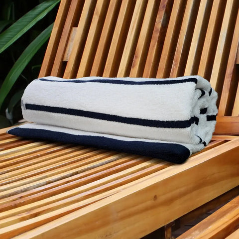GPH Collection Horizontal Stripes Pool Towels Navy Blue - Rifz Textiles Inc