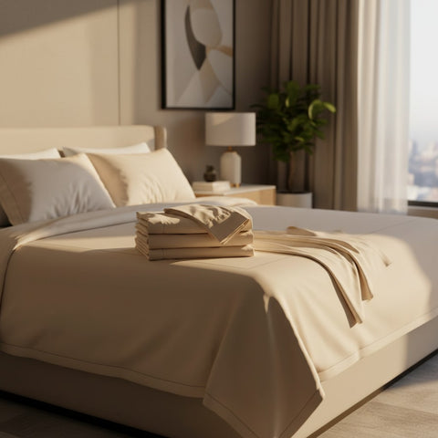 GSD Collection T-300 Blended Percale Bone Color Sheets - Rifz Textiles Inc