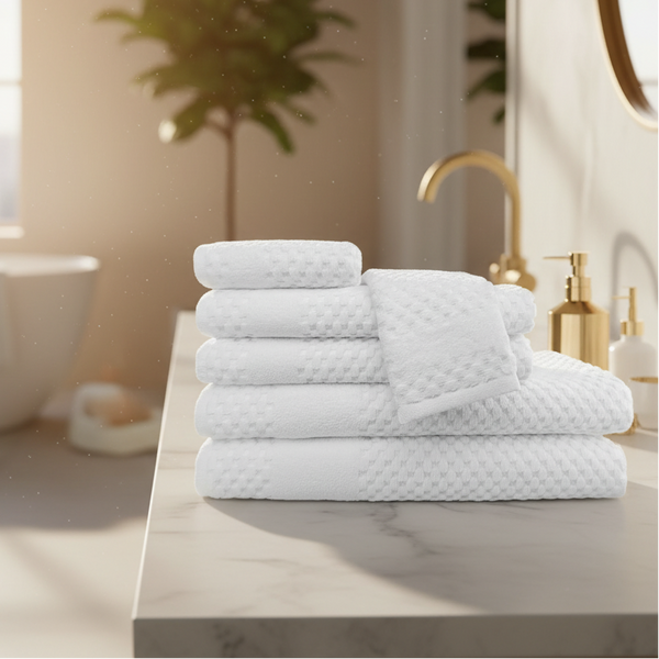 GTY Collection Zero Twist Premium Towels All over Checker Design - Rifz Textiles Inc