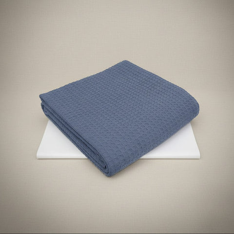 Cotton Honeycomb Weave All Season Blanket Blue - Rifz Textiles Inc