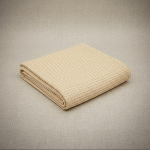 Cotton Honeycomb Weave All Season Blanket Natural or Beige - Rifz Textiles Inc