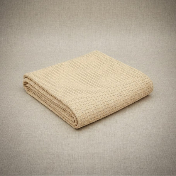 Cotton Honeycomb Weave All Season Blanket Natural or Beige - Rifz Textiles Inc