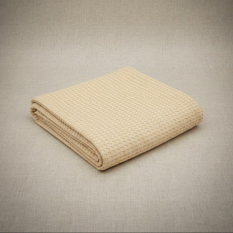 Cotton Honeycomb Weave All Season Blanket Natural or Beige - Rifz Textiles Inc