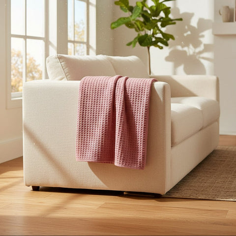 Cotton Honeycomb Weave All Season Blanket Rose - Rifz Textiles Inc