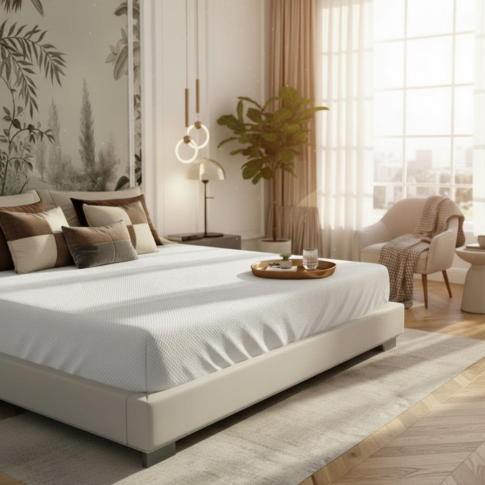 Jacquard Basket Weave 100% Polyester White Top Sheet - Rifz Textiles Inc