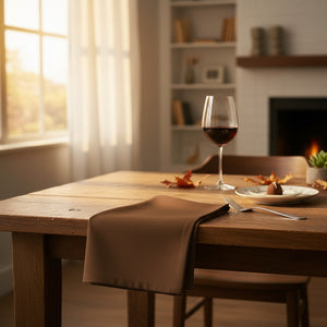 MJS 100% Spun Polyester 1 PLY Table Linens Napkins Chocolate - Rifz Textiles Inc