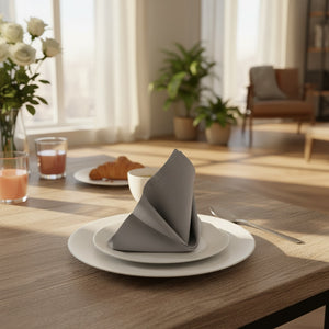 MJS 100% Spun Polyester 1 PLY Table Linens Napkins Grey - Rifz Textiles Inc