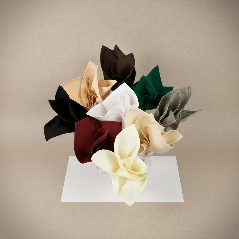 MJS 100% Spun Polyester 1 PLY Table Linens Napkins Black- Rifz Textiles Inc