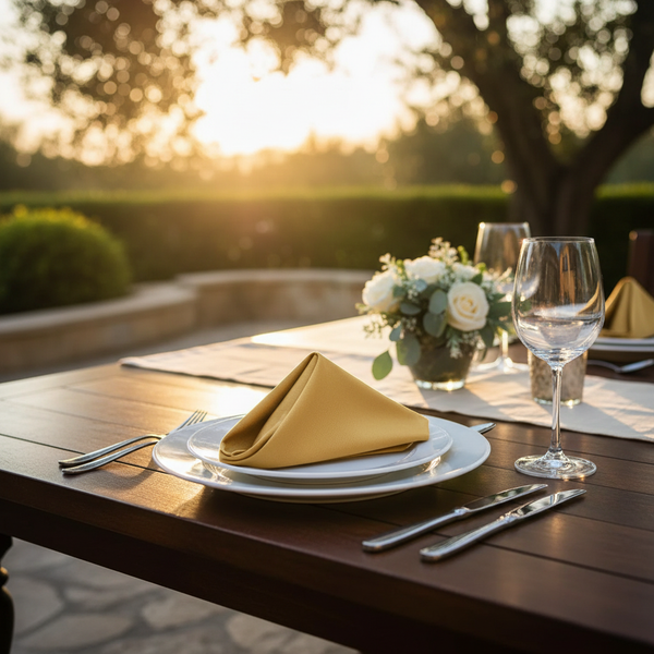 MJS 100% Spun Polyester 1 PLY Table Linens Napkins Gold - Rifz Textiles Inc