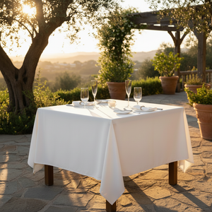 MJS 100% Spun Polyester 2 PLY Banquet & Square Table Linens Ivory - Rifz Textiles Inc