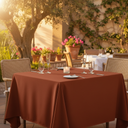 MJS 100% Spun Polyester 2 PLY Banquet & Square Table Linens Rust - Rifz Textiles Inc