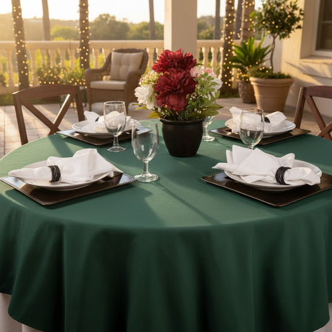 MJS 100% Spun Polyester 2 PLY Round Table Linens Hunter Green - Rifz Textiles Inc