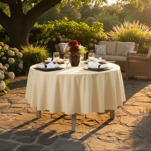 MJS 100% Spun Polyester 2 PLY Round Table Linens Ivory - Rifz Textiles Inc