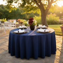 MJS 100% Spun Polyester 2 PLY Round Table Linens Navy Blue - Rifz Textiles Inc