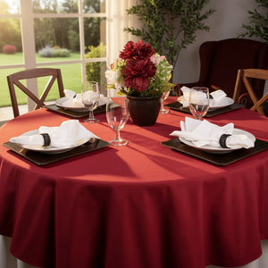 MJS 100% Spun Polyester 2 PLY Round Table Linens Red - Rifz Textiles Inc