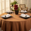 MJS 100% Spun Polyester 2 PLY Round Table Linens Sandal Wood - Rifz Textiles Inc