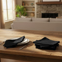 MJS 100% Spun Polyester 2 PLY Table Linens Napkins Black - Rifz Textiles Inc