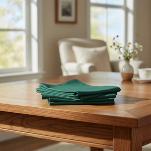 MJS 100% Spun Polyester 2 PLY Table Linens Napkins Hunter Green - Rifz Textiles Inc