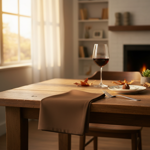 MJS 100% Spun Polyester 2 PLY Table Linens Napkins Chocolate - Rifz Textiles Inc