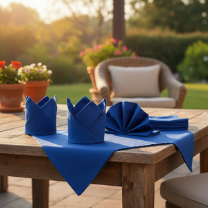MJS 100% Spun Polyester 2 PLY Table Linens Napkins Royal Blue - Rifz Textiles Inc