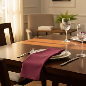 MJS 100% Spun Polyester 2 PLY Table Linens Napkins Burgundy - Rifz Textiles Inc