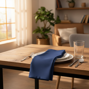 MJS 100% Spun Polyester 2 PLY Table Linens Napkins Navy Blue - Rifz Textiles Inc