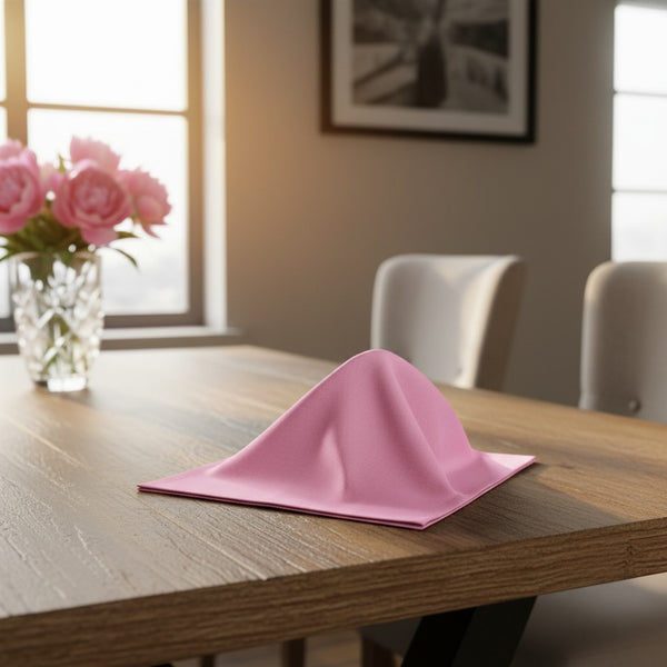 MJS 100% Spun Polyester 2 PLY Table Linens Napkins Pink - Rifz Textiles Inc