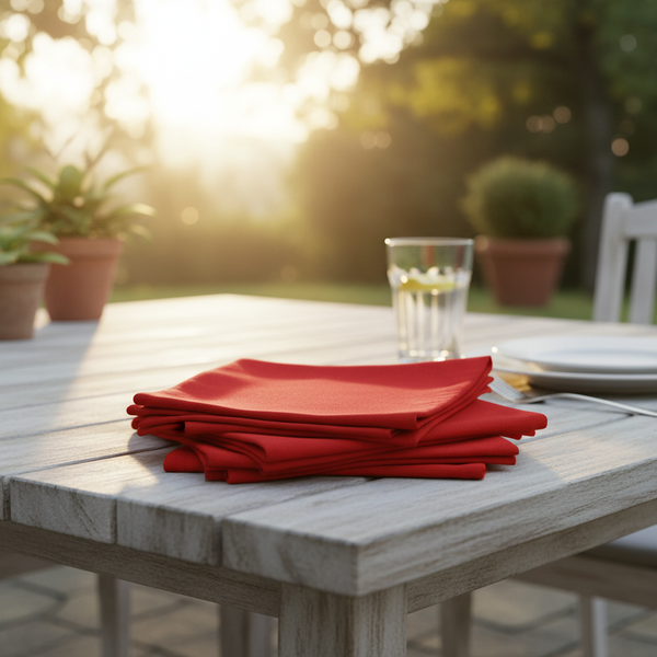 MJS 100% Spun Polyester 2 PLY Table Linens Napkins Red - Rifz Textiles Inc