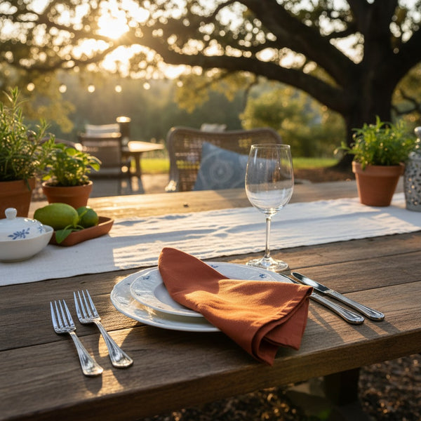 MJS 100% Spun Polyester 2 PLY Table Linens Napkins Rust - Rifz Textiles Inc