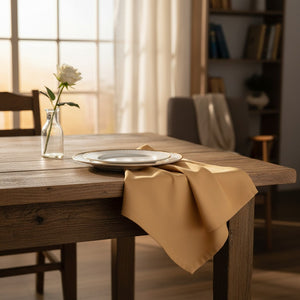 MJS 100% Spun Polyester 2 PLY Table Linens Napkins Sandal Wood - Rifz Textiles Inc