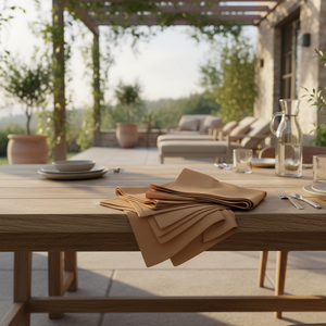 MJS 100% Spun Polyester 2 PLY Table Linens Napkins Sandal Wood - Rifz Textiles Inc