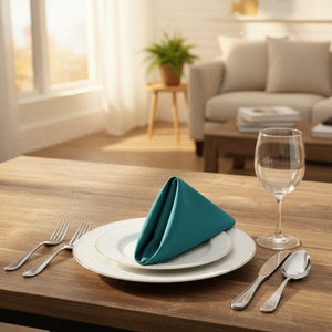 MJS 100% Spun Polyester 2 PLY Table Linens Napkins Teal - Rifz Textiles Inc