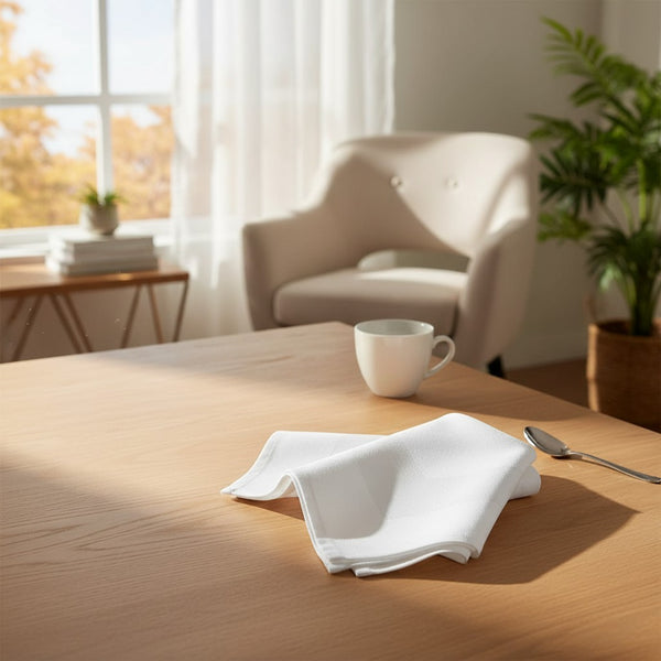 MJS 100% Spun Polyester 2 PLY Table Linens Satin Band Napkins - Rifz Textiles Inc