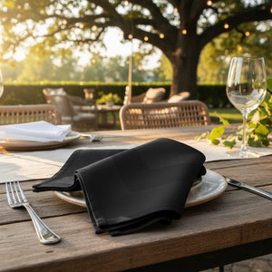 MJS 100% Spun Polyester 2 PLY Table Linens Napkins Satin Band Black - Rifz Textiles Inc