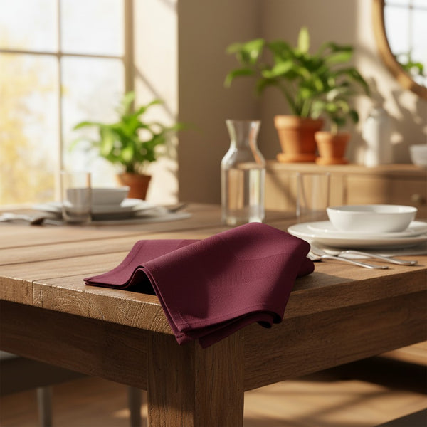 MJS 100% Spun Polyester 2 PLY Table Linens Napkins Satin Band Burgundy - Rifz Textiles Inc
