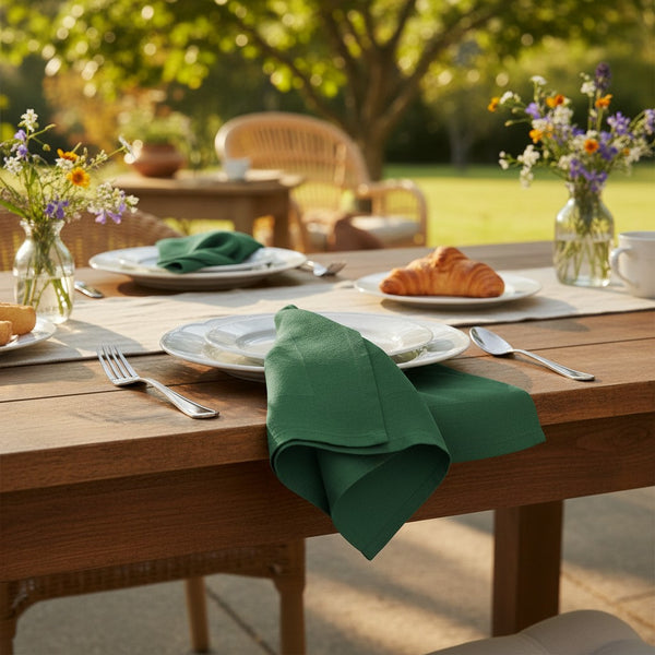 MJS 100% Spun Polyester 2 PLY Table Linens Napkins Satin Band Forest Green - Rifz Textiles Inc