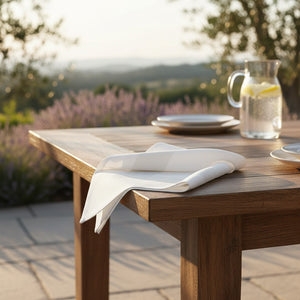 MJS 100% Spun Polyester 2 PLY Table Linens Napkins Satin Band Ivory - Rifz Textiles Inc